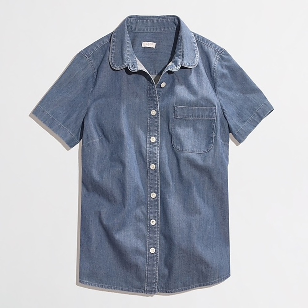 JCrew Factory Short-Sleeve Chambray Shirt